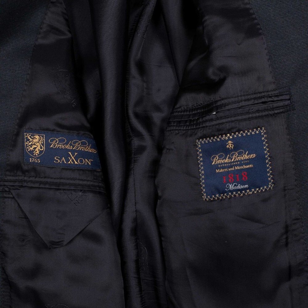 Vintage USA Brooks Brothers 45R Saxxon Madison pinhead weave Suit Jacket Blazer - Picture 6 of 11